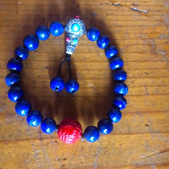 Lapis & Coral bracelet - Picture 1 of 2